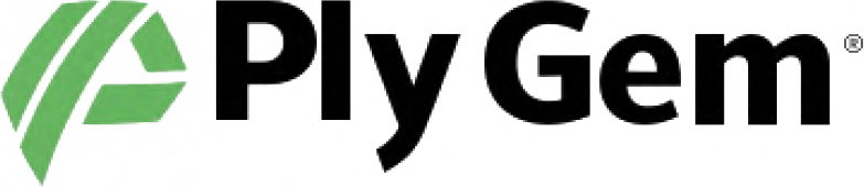 Ply Gem logo featuring a green geometric design and bold black text, representing the brand in home improvement and building products.