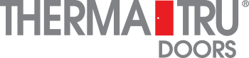 Therma-Tru Doors logo, showcasing the brand name prominently in gray with a red accent. Represents quality door solutions for home improvement.