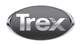 Trex logo featuring a sleek, modern design in silver and black, representing the brand's focus on high-quality outdoor materials.