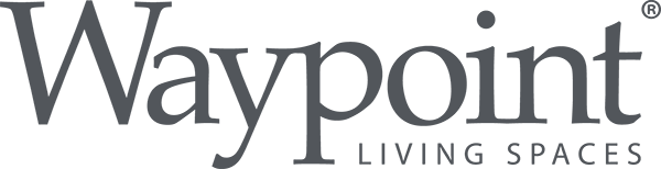 Waypoint Living Spaces logo, emphasizing modern design and quality home furnishings. Relevant for showcasing brand identity.