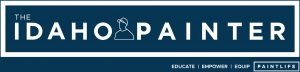 Logo design for "The Idaho Painter," featuring a silhouette figure and emphasizing education and empowerment in the painting industry.